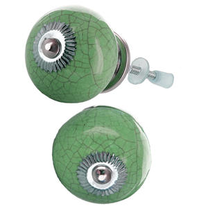 Vente chaude forêt vert craquelé boutons en céramique poignée de porte en métal industriel tiroir armoire tire pour cuisine chambre hôtel - Product Image 2