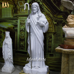 Statue religieuse en marbre blanc grandeur nature de <span class=keywords><strong>jardin</strong></span> Sculpture sacrée de Jésus et de mouton pour les jardins d'église et la décoration intérieure chrétienne - Product Image 2