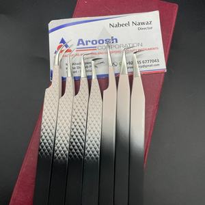 Juego de pinzas de doble tono de alta calidad al por mayor pinzas de extensión de pestañas de agarre de diamante de acero inoxidable sostenibles - Product Image 6