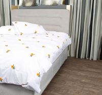 Ensembles de literie personnalisés en gros 100% coton housse de couette taies d'oreiller brodées tournesol motif végétal pour la maison hôtel mariage