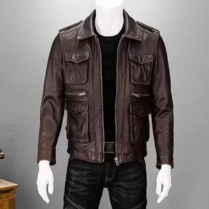 Nueva Chaqueta de Cuero para Hombre, Estilo Casual, Chaqueta de Motociclista Lisa, Chaqueta de Cuero Personalizada para Hombre - Product Image 3