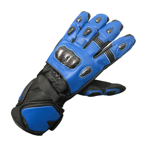 New Flexible Leather Motorbike Street Biker Reflective Gloves Motorcycle Auto Racing Wear Blue Genuine Leather Gloves For Men - Product Image 2