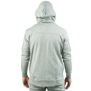 Men's Gray Solid Lined <b>Hooded</b> Sweatshirt Regular Fit Cotton Fleece Casual Pullover <b>Zip</b> Pocket Digital Printing Eco-Friendly - Product Image 6