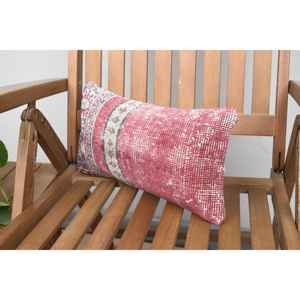 Multicolor Kilim Patchwork Wool Pillow 8x16 Inch Decorative Accent <b>Cushion</b> with Vintage <b>Fluffy</b> Leaves Pattern Woven Technique - Product Image 3