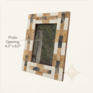 Cadre photo rectangulaire en MDF fait main 7x9 pouces, style rustique avec résine, pour table, affichage vertical - Product Image 2
