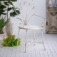 Chaise en métal rustique en forme de paon, chaise de jardin, style shabby chic, vieilli, meubles d'extérieur et d'intérieur, patio, décoration de maison de campagne