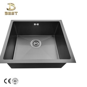 Escurridor de fregadero de cocina de un solo cuenco de acero inoxidable de 50x45CM hecho a mano, acabado cepillado, bajo montaje sin grifo, hecho en Vietnam - Product Image 2