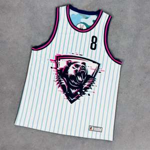 Offre Spéciale Maillot de basket-ball double couche personnalisé Sublimation Conception réversible Séchage rapide Respirant Caractéristiques Homme 100% Polyester - Product Image 4