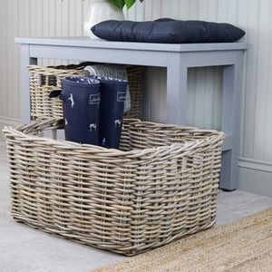 Artex Green Earth <b>Large</b> Natural Rattan Wicker Log <b>Storage</b> <b>Basket</b> Handmade Eco-Friendly Modern Rectangle Multifunction - Product Image 5