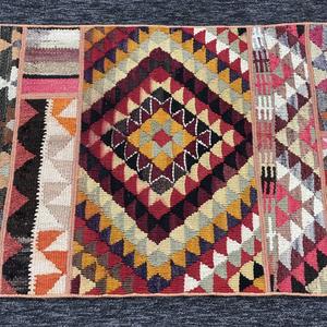 Tapis vintage 2,2 x 10 pieds, petit tapis turc, tapis patchwork orange arc-en-ciel - Product Image 5