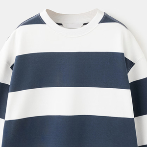 เสื้อสเวตเชิ้ตผ้าฝ้ายผสมลายทาง สำหรับผู้ซื้อขายส่ง คอกลม แขนยาว / เสื้อสเวตเชิ้ตเด็กผู้ชายราคาถูก สไตล์ลำลอง - Product Image 2