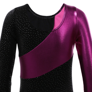 Justaucorps de gymnastique de compétition pour femmes de haute qualité, robe de danse rythmique brillante, violet bleu, sublimation, vêtements de scène, ballet, spandex - Product Image 2