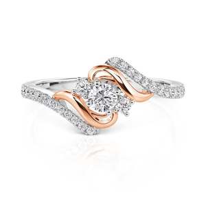 Jeulia Amore Custom Wave Engagement <b>Ring</b> with Marquise <b>Garnet</b> and Jade Birthstones in Yellow Gold - Product Image 1