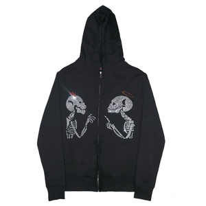 Haute qualité nouveau style pleine fermeture éclair pierres personnalisées sweats à capuche respirant strass à capuche du Pakistan - Product Image 2