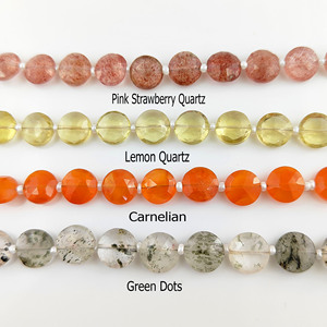 Cuentas de Piedras Preciosas Naturales en Forma de Moneda para Hacer Joyería Artesanal, Cuentas Facetadas de 8-9 mm, 20-22 Cuentas en una Hebra de 8 Pulgadas - Product Image 4