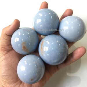 Sphère de cristal d'angélite |   Boule de pierre bleue naturelle |   Décoration de méditation et de guérison - Product Image 3