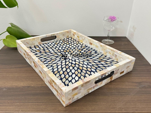 Bandeja de incrustaciones de fregona Tradebyd de lujo hecha a mano para regalar exhibición decorativa y mesa de comedor - Product Image 3