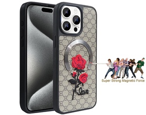KINGSOUL Embroidered Luxury Phone Case 16/15 Pro Max Magnetic Ring Holder Wireless Charging Compatible Shockproof Anti-Slip - Product Image 5