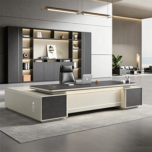 Juego de Escritorio y Silla Ejecutiva de Lujo, Escritorio Moderno para CEO o Jefe, Escritorio Grande para Gerente con Mueble Lateral - Product Image 3