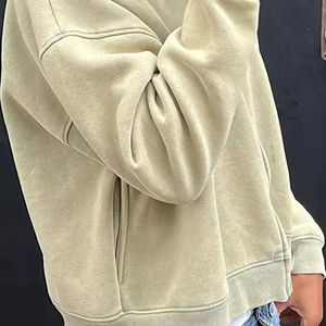 Sudaderas con capucha con cremallera lavadas vintage recortadas con logotipo personalizado algodón polar desgastado de gran tamaño boxy suelto hombro caído tamaño cómodo - Product Image 4