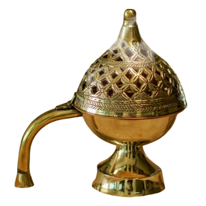 Quemador de Incienso de Latón Puro de Alta Calidad con Grabado y Acabado Pulido, Quemador de Lobán Tradicional de Latón Vintage para Decoración del Hogar - Product Image 6