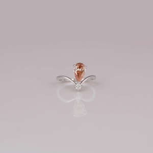 Pink Pear and Round Cut Custom 18KT <b>Solid</b> White Gold Engagement Ring Lab Grown Diamond Gold Plated and Certified Ring - Product Image 1