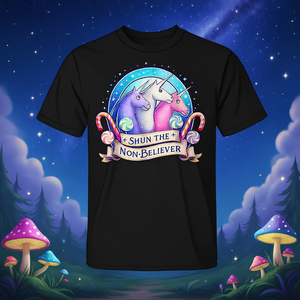 Camiseta Shun the Non-Believers Unicorn Candy con un diseño promocional llamativo para los fans - Product Image 3