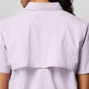 Phụ Nữ Của Mùa Hè Màu Xanh Câu Cá Áo Sơ Mi Với Nút Cổ Áo Dài Tay Áo UV Mặt Trời Bảo Vệ UPF 50 Nhanh Chóng Khô Cộng Với Kích Thước Với Phía Trước Logo - Product Image 5