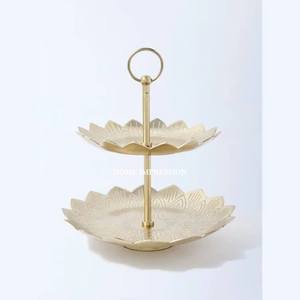 Embossed Handmade Round Marble & Wood Eco-Friendly Modern Large <b>Cake</b> <b>Stand</b> with <b>White</b> Top Hot Selling Indian - Product Image 3