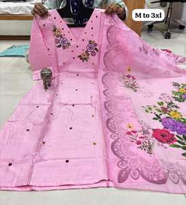 Venta caliente de muselina Chanderi de buena calidad con bordado Kurti y fabricante Dupatta DE LA India a la tarifa más baja - Product Image 5