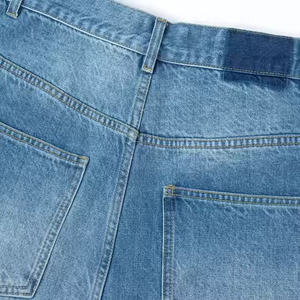 Nouveau jean décontracté multi-poches à taille mi-haute en coton 100% avec strass personnalisés anti-rides, style streetwear, jambe large et ample - Product Image 2