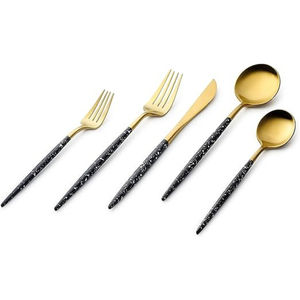 Juego de cubiertos de acero inoxidable directo de fábrica de La India, diseño moderno, mango de diseñador Delgado, chapado en oro para regalos de negocios - Product Image 2