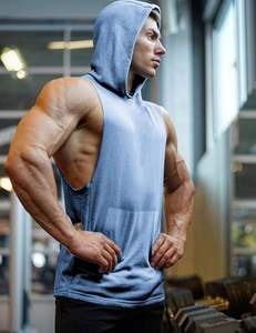 Lot de 2 débardeurs à capuche d'entraînement pour hommes, sweats à capuche tricotés décontractés avec coupe musculaire, manches de t-shirt pour la musculation - Product Image 2