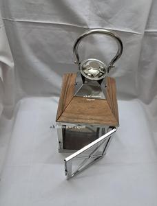 Farol de Carruaje Contemporáneo para Decoración del Hogar, con Tapa de Madera, Acero Inoxidable Cromado, Marco en X, Brillante, Colgante, Personalizable, Ecológico - Product Image 3