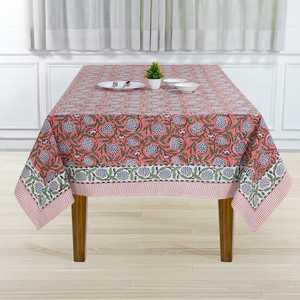 <b>Tablecloth</b> Dark Pink Indian Hand-Block Floral Printed Cotton Table Cover Table To French <b>Tablecloth</b> Wedding Events Home Decor - Product Image 5