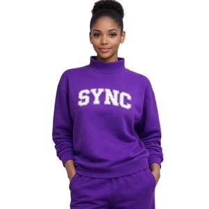 Sudadera de Forro Polar para Mujer, a la Moda, de Invierno, de Secado Rápido, Transpirable, con Cuello Alto Simulado, Manga Larga, Personalizable en la Parte Delantera - Product Image 1