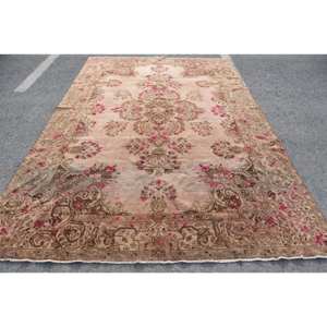 พรมขนสัตว์ตุรกีสีเบจสีน้ำตาล7x11ft คลาสสิกดีไซน์การเย็บปะติดปะต่อกันสำหรับห้องนั่งเล่นทางเข้าหรือด้านหลังของยางข้างเตียง - Product Image 1