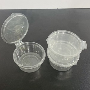 OEM/ ODM fábrica bajo precio restaurante llevar desechable to Go salsa contenedor PET plástico salsa tazas 2 oz con tapa con bisagras - Product Image 1