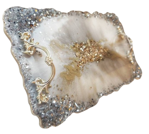 Home Gift <b>Large</b> Personalized Epoxy <b>Tray</b> Olive Wood Resin River <b>Tray</b> With Handle From India - Product Image 3