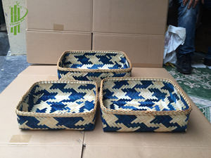 Vente en gros de plateau en bambou fait main plateau de service rond en rotin pour cuisine et salon plateau de rangement décoratif à un niveau - Product Image 4