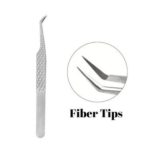 Pince à épiler en acier inoxydable de type L 3D avec embouts en fibre, finition satinée, outil pour extensions de cils individuelles - Product Image 4