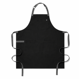 ผ้ากันเปื้อนผ้าแคนวาสสีดำ ปรับเอวได้ สไตล์เรียบง่าย อุปกรณ์ทำความสะอาด 3 กระเป๋า ผ้าทอ นำกลับมาใช้ใหม่ได้ เป็นมิตรกับสิ่งแวดล้อม - Product Image 1