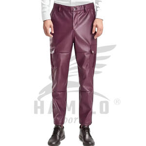 Pantalons en cuir personnalisés les plus populaires Pantalons en cuir pour hommes Pantalons noirs en cuir taille haute pour hommes - Product Image 3