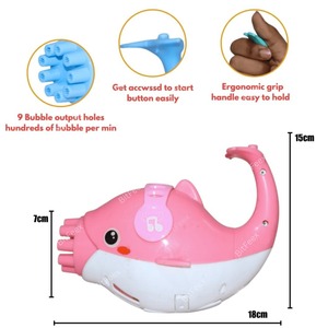 Pistolet à bulles de poisson électrique OEM-Souffleur automatique à 20 trous avec lumières de musique, vente en gros en vrac - Product Image 4