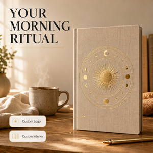 Diario Semanal Personalizado LABON A5, con Tapa Dura de Lino, Detalles en Dorado, Fases Solares Celestiales, Diseño Interior Personalizado - Product Image 2