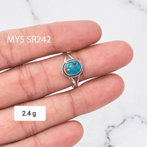 Piedra preciosa turquesa de cobre azul, precio al por mayor, anillos de plata de ley 925, joyería de plata hecha a mano - Product Image 1