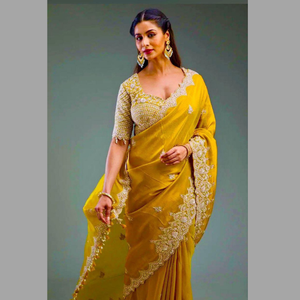 Sari ethnique en soie pour femmes avec pièce de boluse non cousue, produit artisanal en gros - Product Image 4