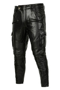 Pantalones de Motociclista de Cuero Negro para Hombre 2026, Cintura Alta, Múltiples Bolsillos, Corte Recto, Estilo Cargo Resistente - Product Image 4