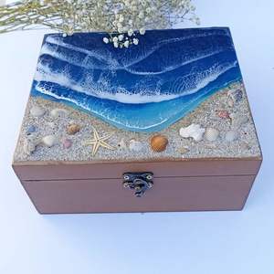 Boîte à bijoux en bois de résine, modélisée à la main, cadeau de mariage, décoration de la maison, rangement, Noël, Saint-Valentin, fête - Product Image 1