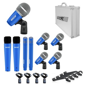 Kit de micros de batterie 5Core, 9 pièces, micros dynamiques pour grosse caisse, tom et caisse claire, ensemble de micros pour instruments - Product Image 1